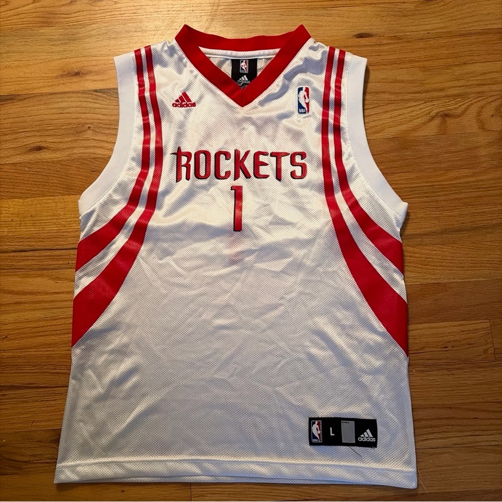 adidas White NBA Rockets Jersey #1 McGrady Youth L-14/16